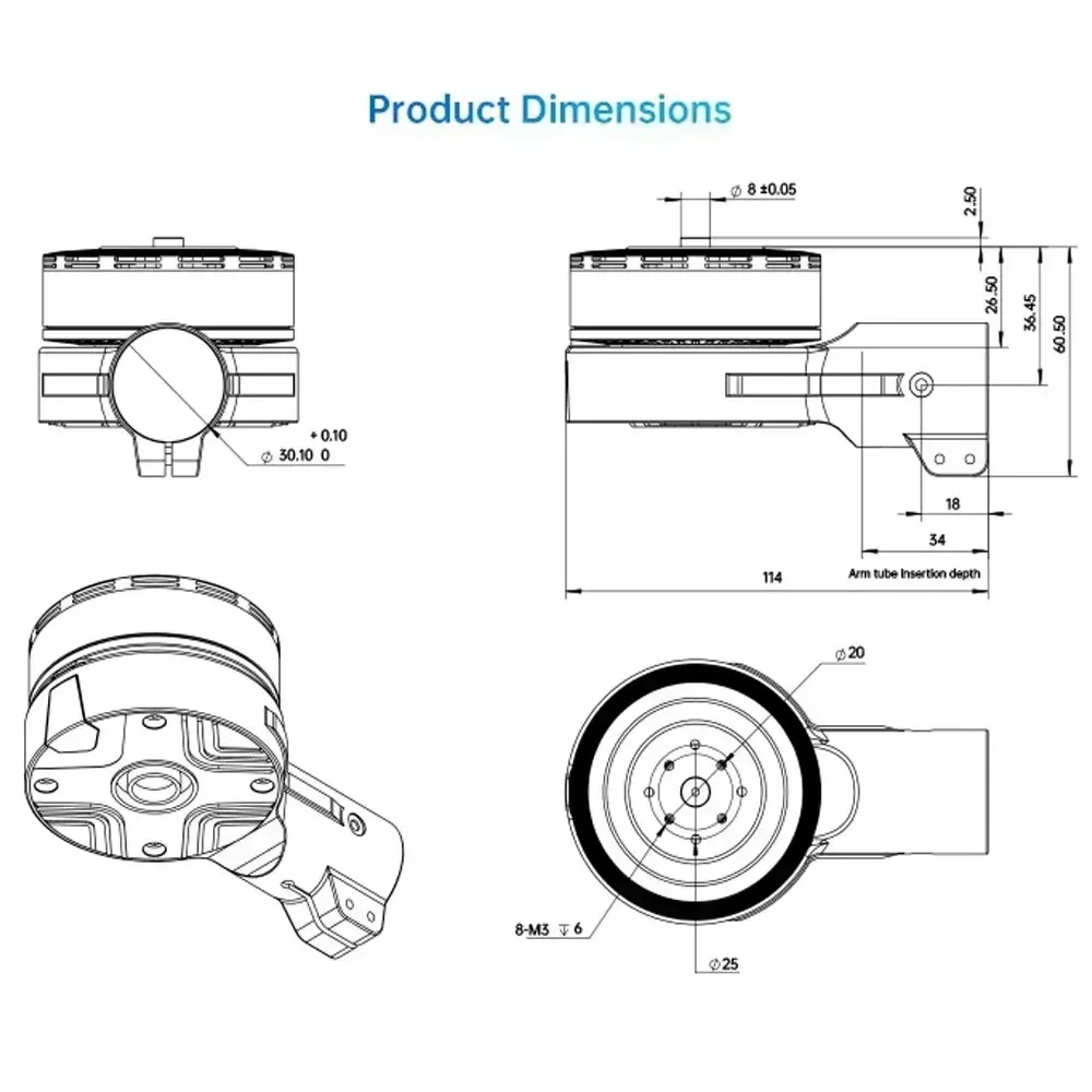 SIYI New D6 Enterprise Propulsion System – Integrated Brushless ESC, for Straight/Foldable Props, Industrial Power Motor