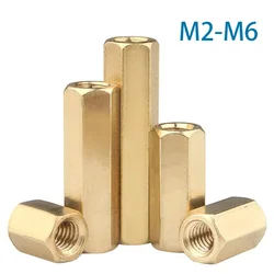 5-50pcs M2 M2.5 M3 M4 M5 M6 Double Pass Hex Brass Female Standoff Pillar Stud Mount Spacer Hexagon PCB Motherboard Nut Hollow