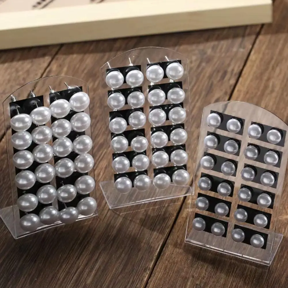 12Pairs White Imitation Pearl Stud Earrings For Women Girls Ear Stud Round Ball 8mm 10mm 12mm Fashion Body Piercing Jewelry