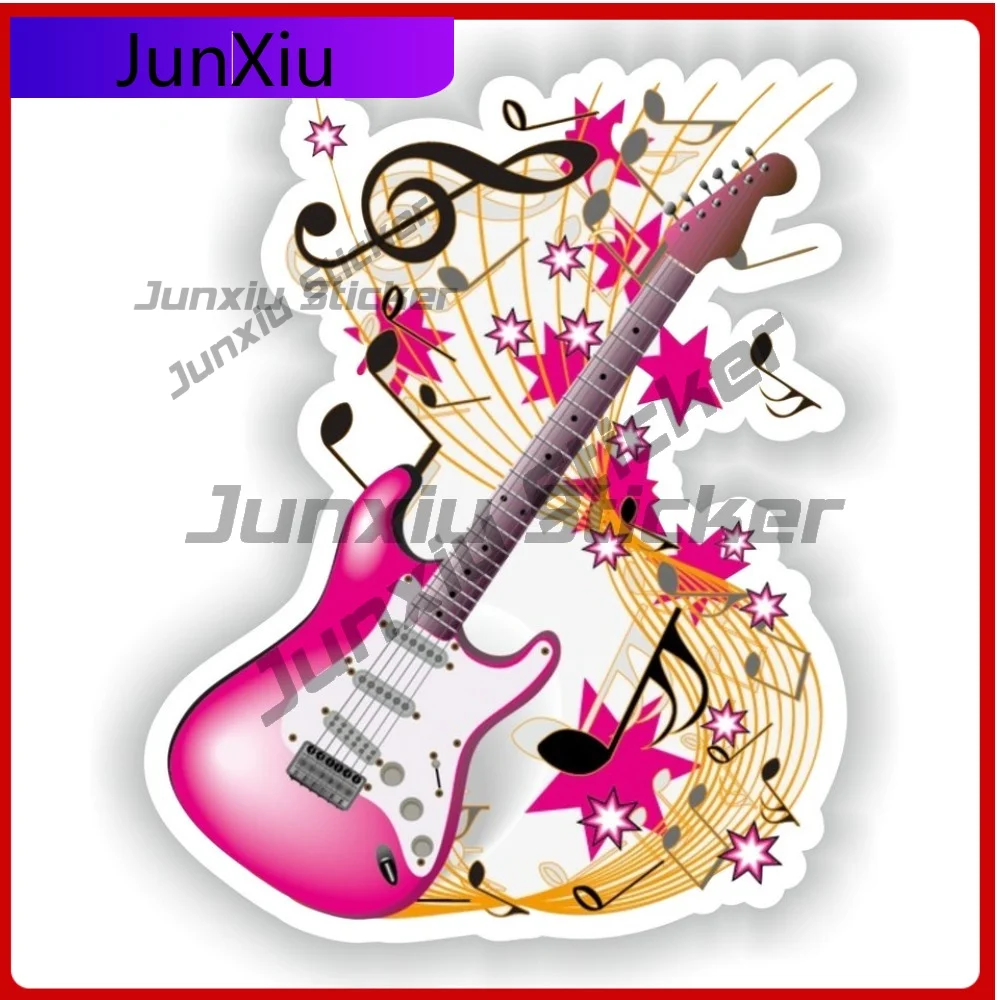 

Electric Guitar Pink Star Graphic Stickers Custom Vintage Decals X500 Motorcycle Bumper Refit Car Accessories For Car Truck Rv S