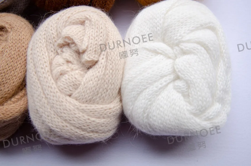 Newborn Photography Props Stretchable Wool Wrap Blanket Swaddling Handmade Hat Photo Shooting Accessories