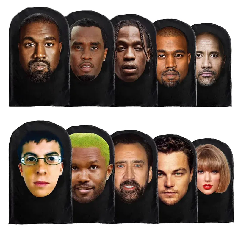 Cosplay 3D imprimé Kanye masque maille extensible masque complet hommes femmes jeu de rôle coiffure Halloween mode cagoule coiffure