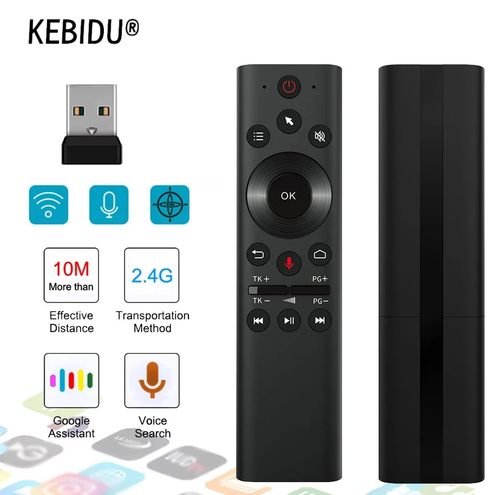 BT 5.0 2.4G Wireless Voice Remote Control Air Mouse 6 Axis Gyroscope Controller With USB Receiver For Computer TV Android Box