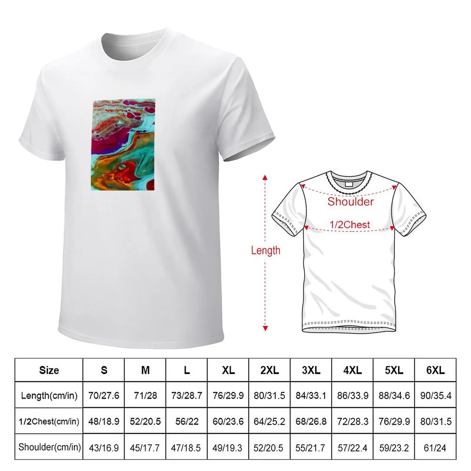 Red and Turquoise Lava Fluid Art T-shirt plus size tops heavyweights tees funny t shirts for men