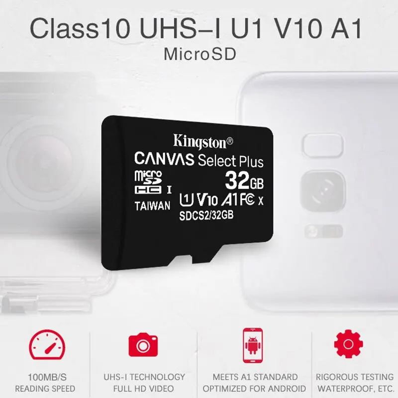 Kingston Memory Card Micro SD Card 32GB MicroSD TF SDCS2 U1 V10 A1 32G 100MB/S Reading Speed Class 10 Flash Cards SD