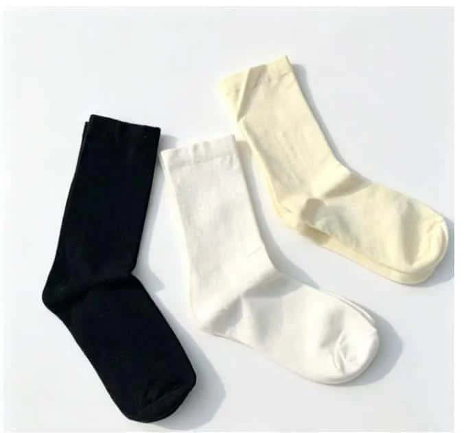 Mixed 3-Pair Set 2026 Japanese Style Versatile Seamless Mid-Calf Socks, Student Pure Color Durable Mid-Calf Socks