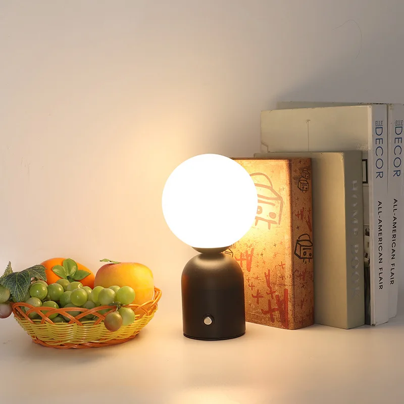 Round Ball Table Lamp Charging USB Night Light Bedside Desktop LED Table Lamp Stepless Touch Ambient Light