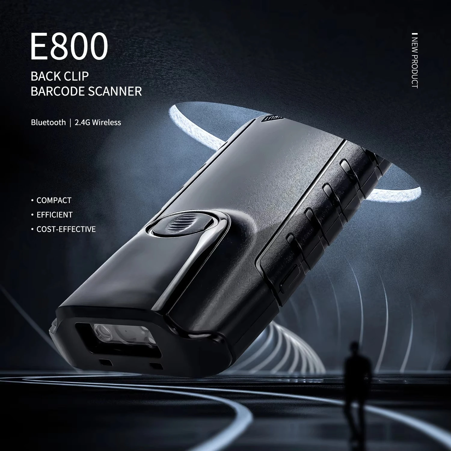 E800 Barcode Scanner 3-in-1 Small Portable QR Bar Code Reader Back Clip Work with Tablet IOS for Warehouse Inventory POS