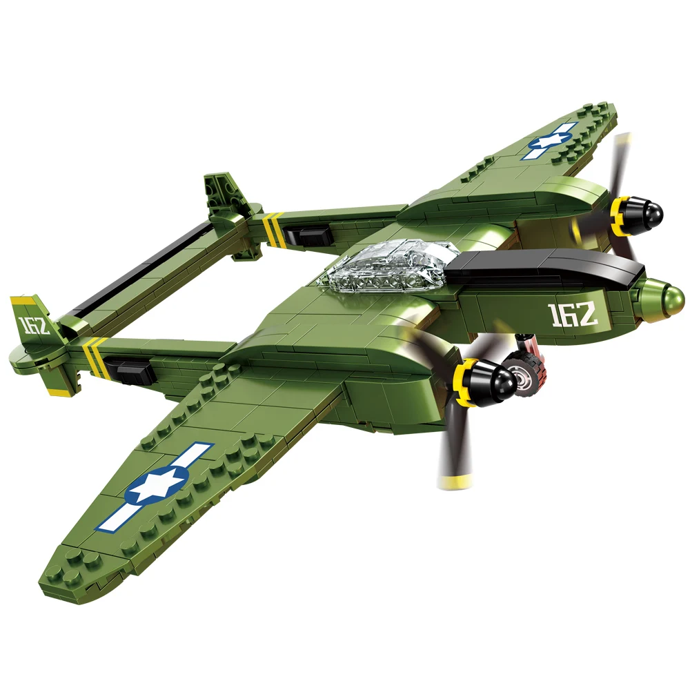 2. Weltkrieg WW2 Armee Militär Soldaten P-38 Kämpfer Leopard 2A7 Kampfpanzer Modell Bausteine Ziegel Kinderspielzeug