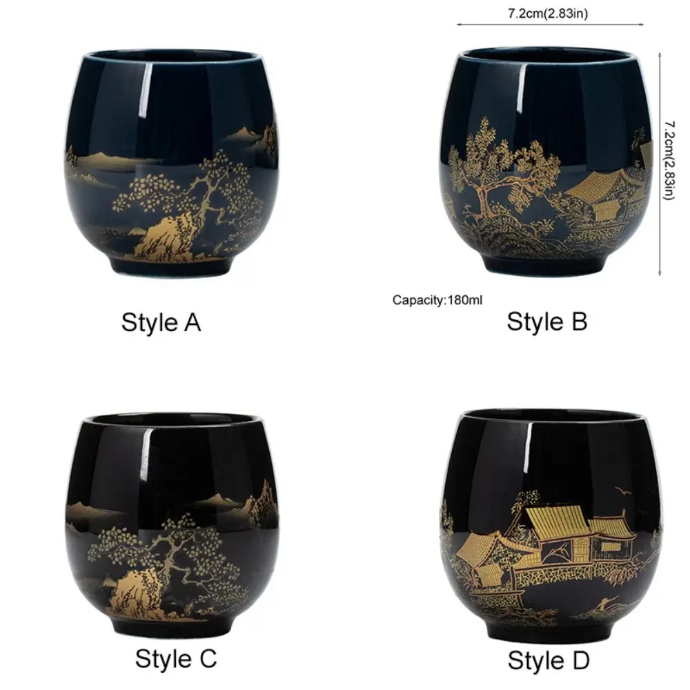 2pcs Elegant Japanese-style Ceramic Teacup Retro with Glaze Simple Master Mug 180ml Smooth Surface Kung Fu Tea Cup Tea Room