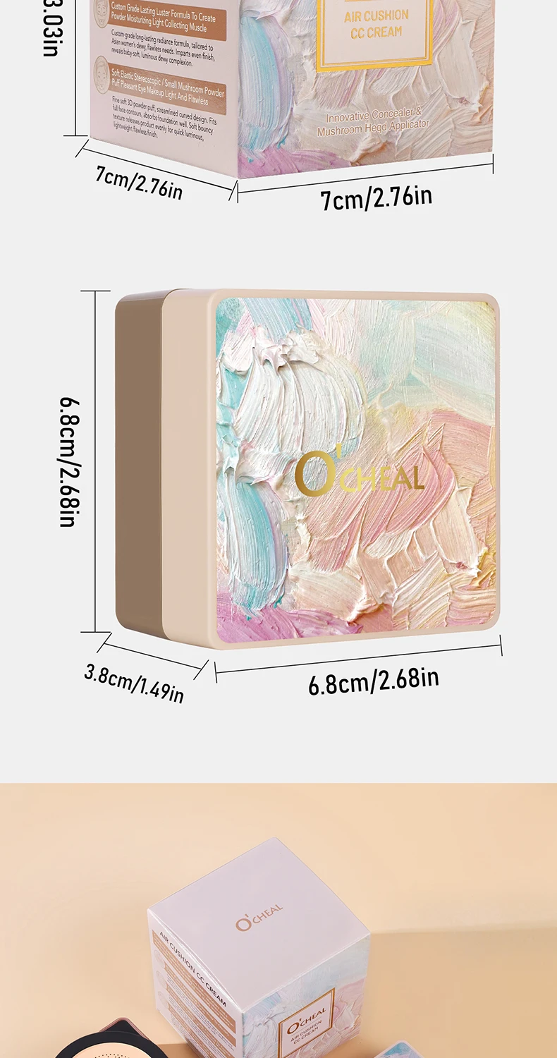 O'CHEAL Mushroom Cushion CC Cream Gesichts-Make-up Luftige Abdeckung Langanhaltend Feuchtigkeitsspendend Wasserfest Ölkontrolle Concealer BB Cream – Detail 15