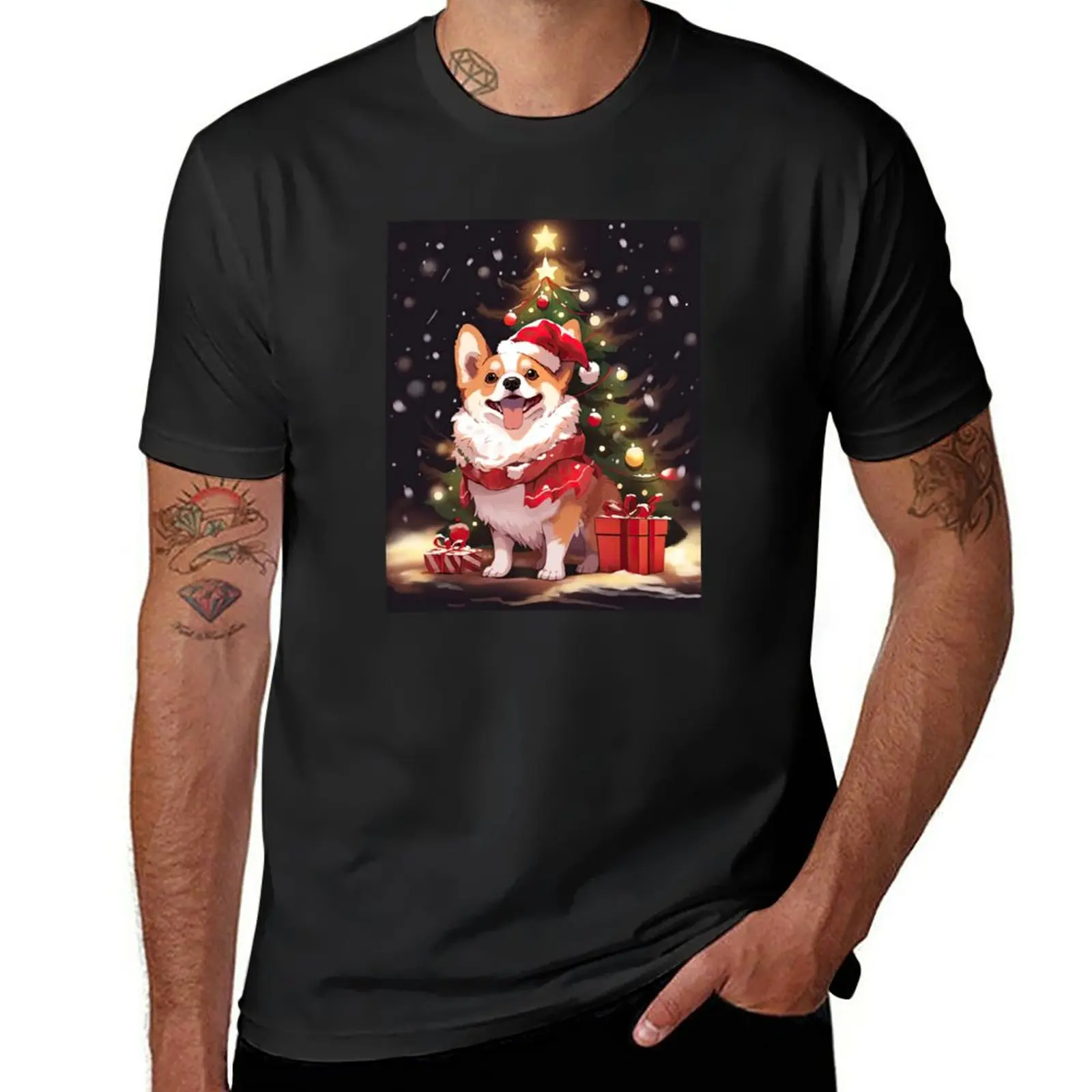 Corgi Dog Christmas T-Shirt T-shirt for a boy Anime t-shirt mens big and tall t shirts