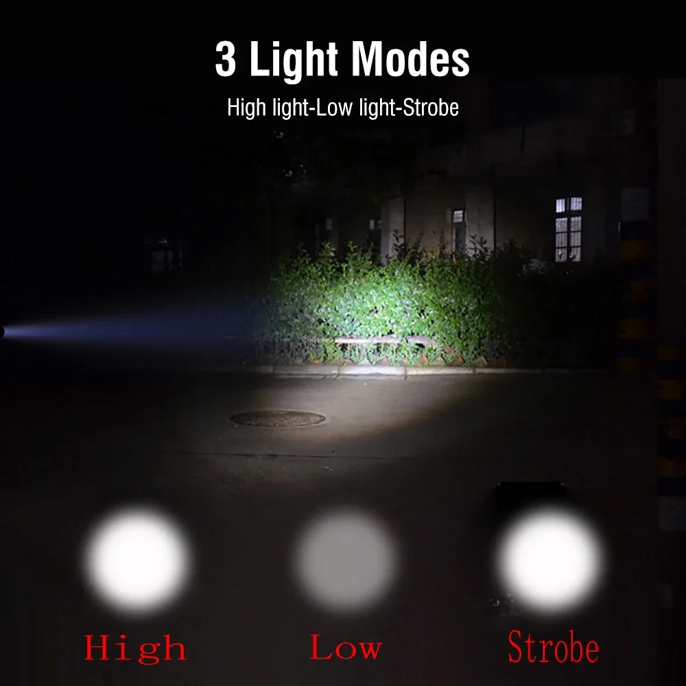 LED Tactical Flashlight Telescopic zoomable 3-Mode Rechargeable Emergency Self-defense Security Police Patrol Emergency Lamp