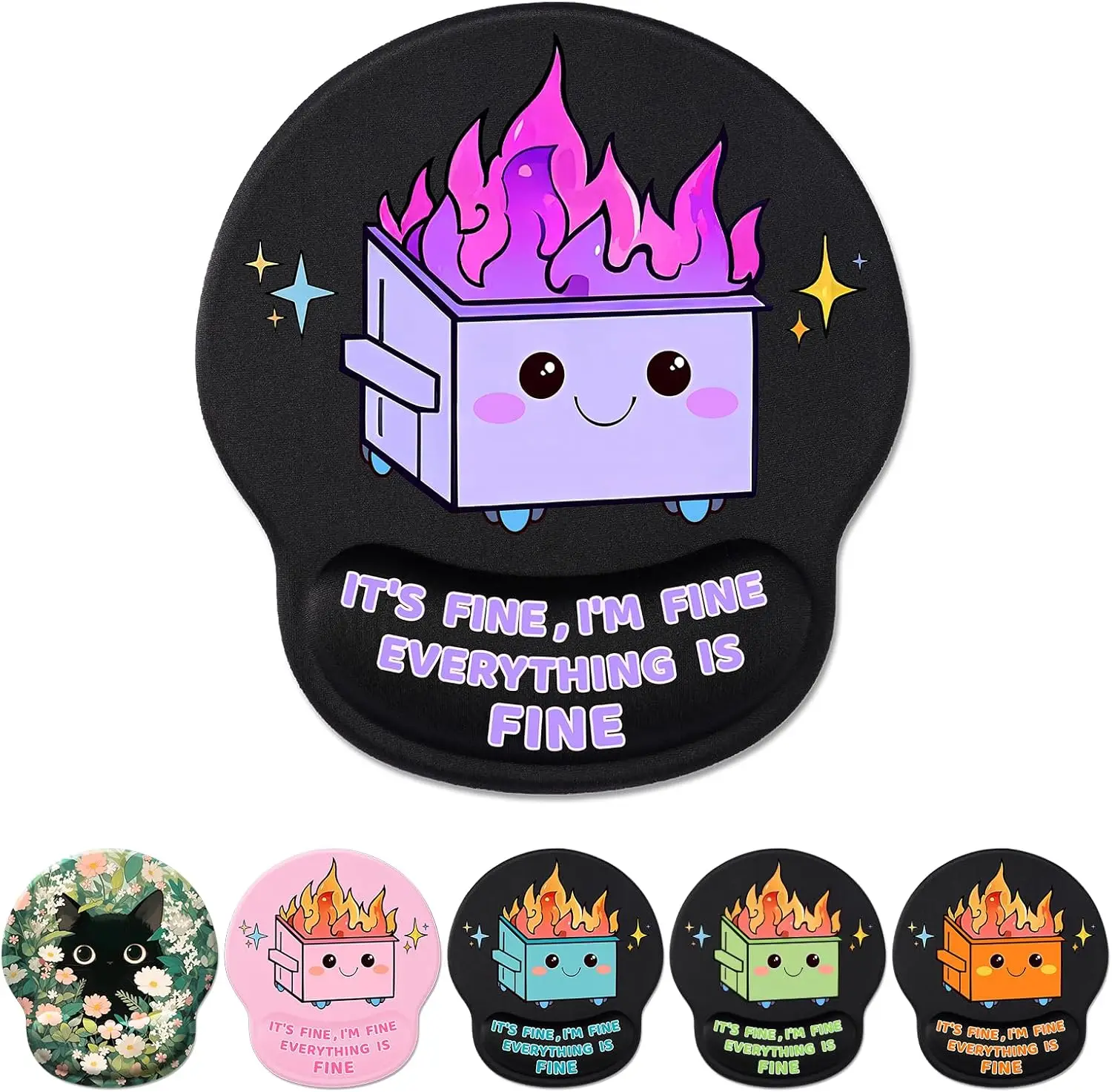 

Ergonomic Gel Mouse Pad with Wrist Support, Cute Dumpster on Fire Design for Comfortable Gaming and Work