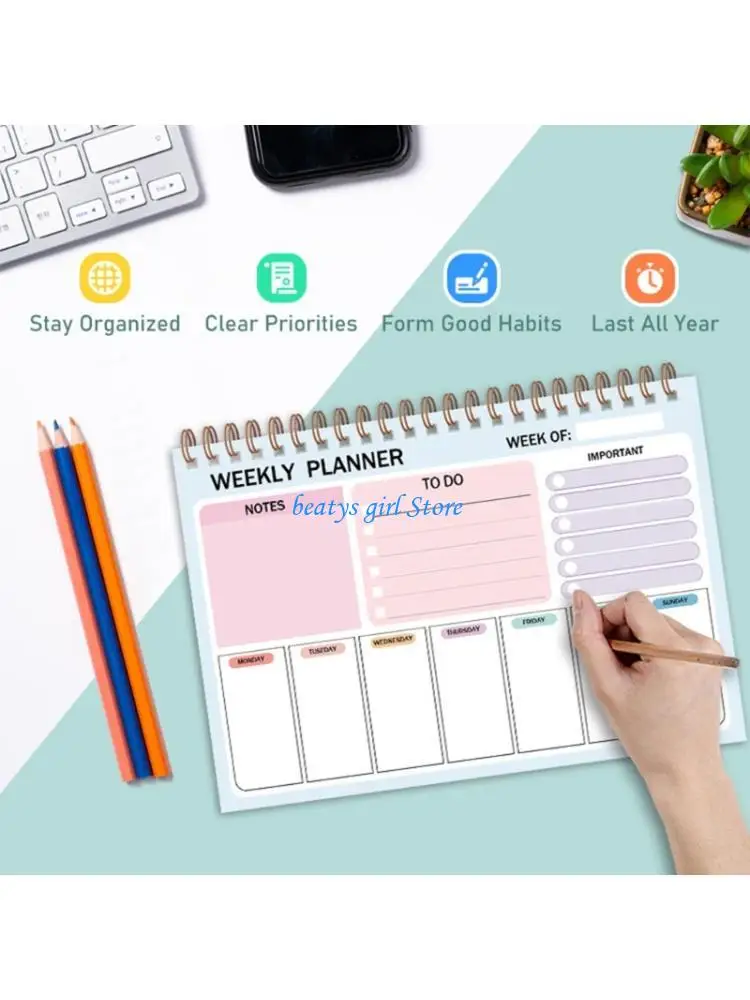 

C7AB Portable Planners Pad Includes Tracking And Coil Binding For Efficient Scheduling