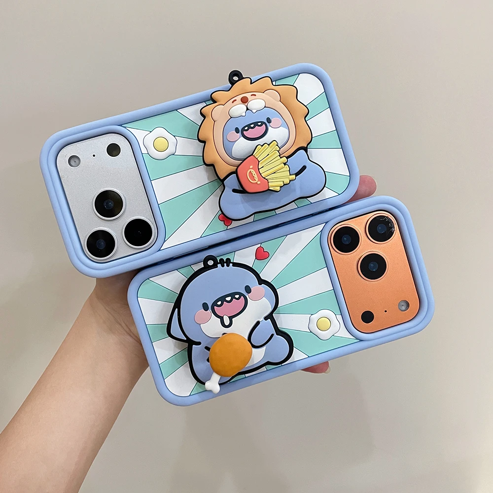 3D Cartoon Französisch Frites Shark Halterung Fall Für iPhone 17 16 Plus 16e 15 14 13 12 11 Pro max Stoßfest Weiche Silikon Halter Abdeckung – Detail 10