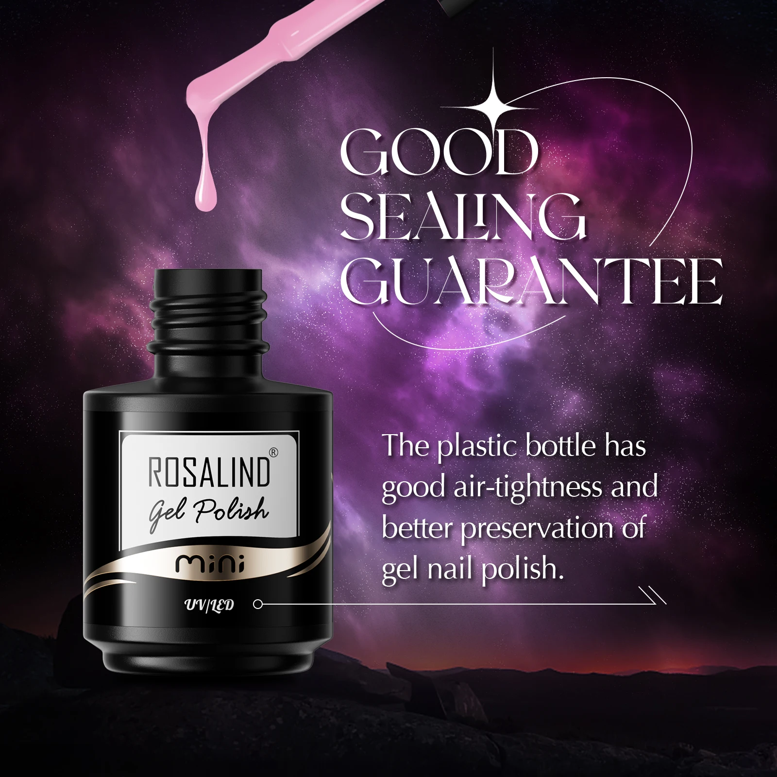 ROSALIND Set Cat Kuku Gel Klasik 4/6 Buah Set Lampu LED UV Semi Permanen Lapisan Atas Set Gel Kuku Cerah untuk Desain Seni Kuku