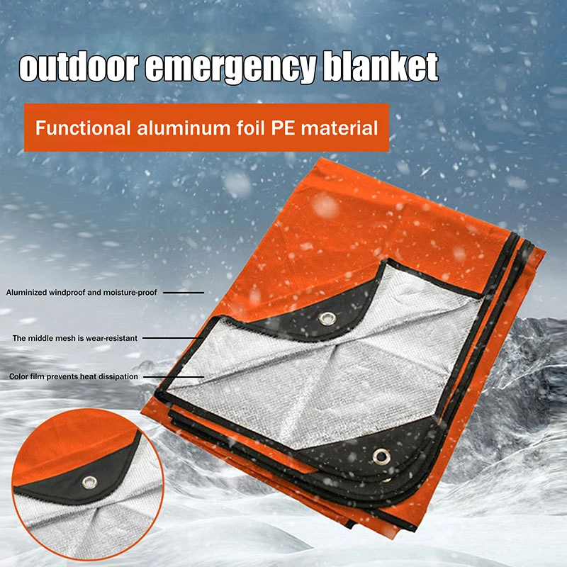 Manta de Emergencia Multifuncional para Exteriores, Manta de Supervivencia de PE para Camping, Aislante, Portátil, Compacta y Plegable
