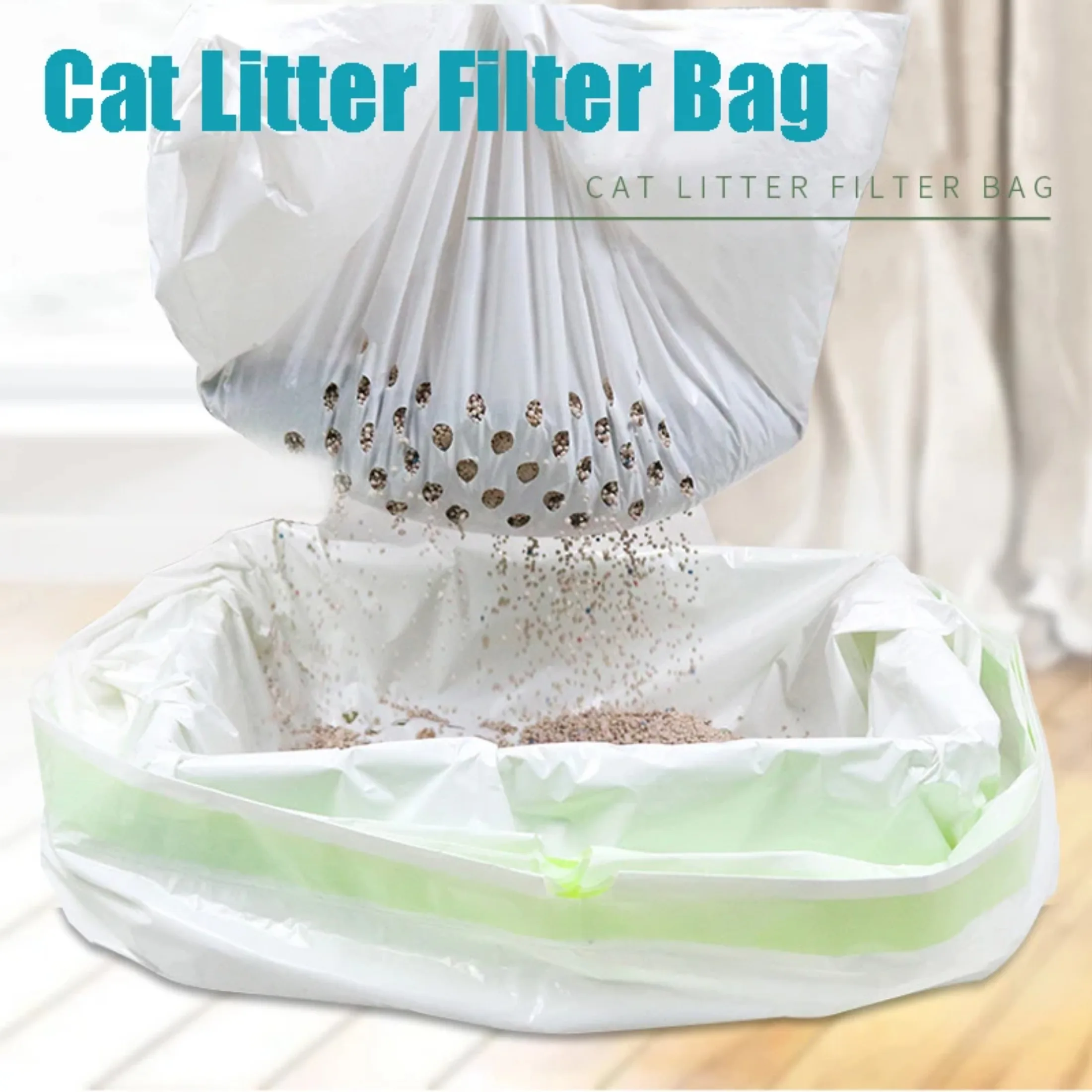 Cat Litter Filter Bag Portable Household Hygiene Reusable Puppy Litter Box Tray Home Accessories Pet Supplies Cat Cleaning Bag