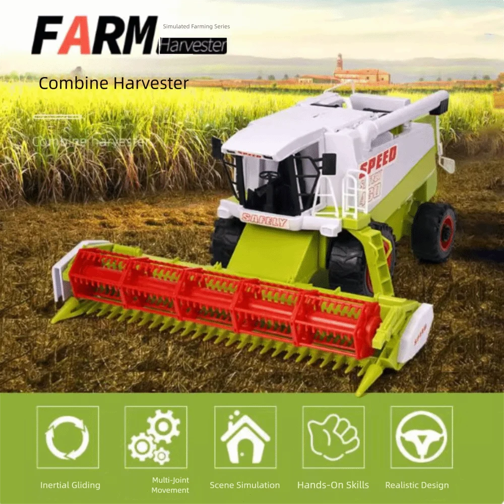 

High Simulation Farm Tractor Toy Inertial Driving Fall Resistance Harvester Truck Model Movable Joint Vehicle Toy Farm Truck Toy