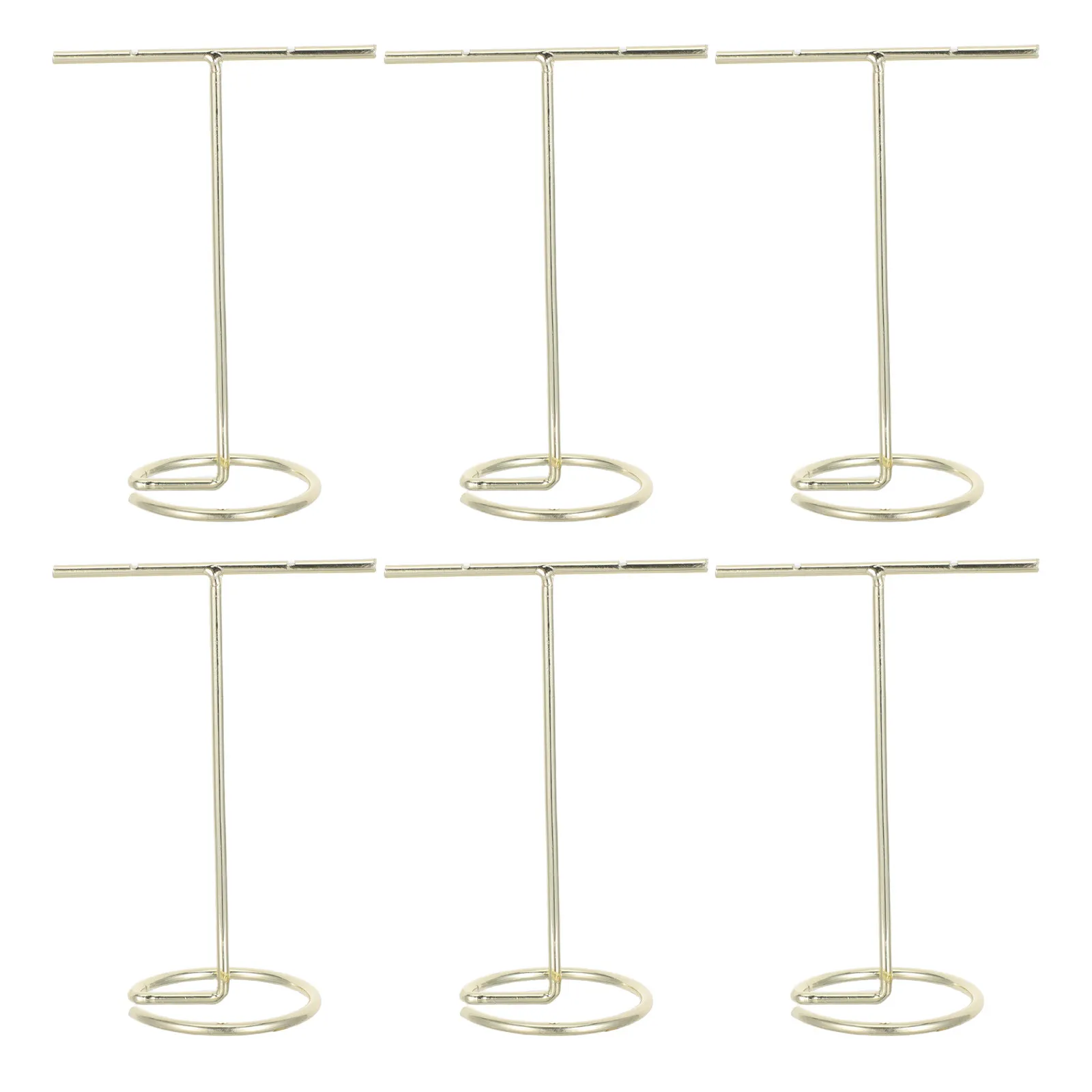 

6Pcs Gold Metal T-Bar Earring Display Holder Jewelry Organizer Stand for Retail Boutique Photography Countertop Necklace Ring