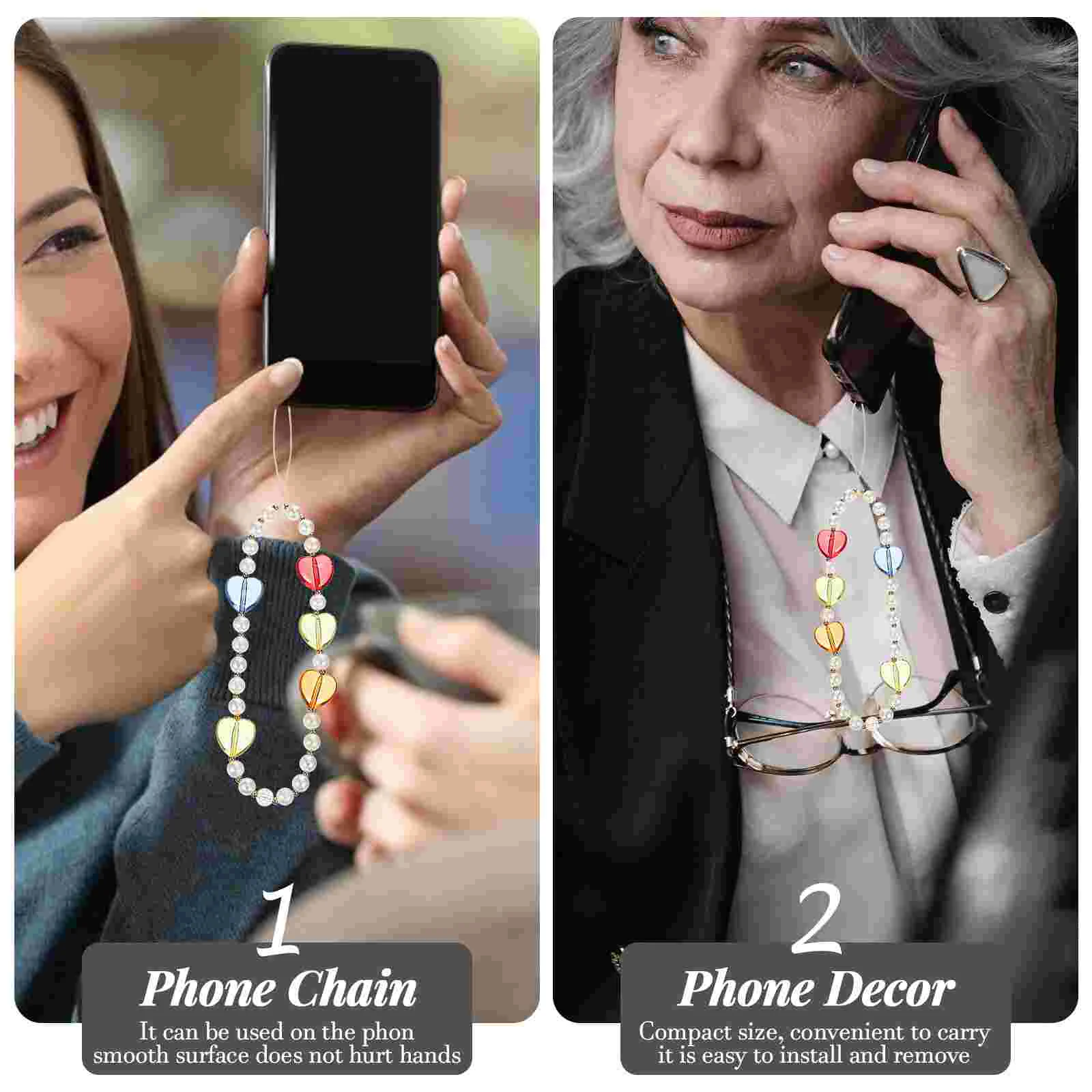 Love Pearl Machine Rope Phone Chain Mobile Lanyards Decorate Practical Accessory Unique Decors Acrylic Decorations Keychain