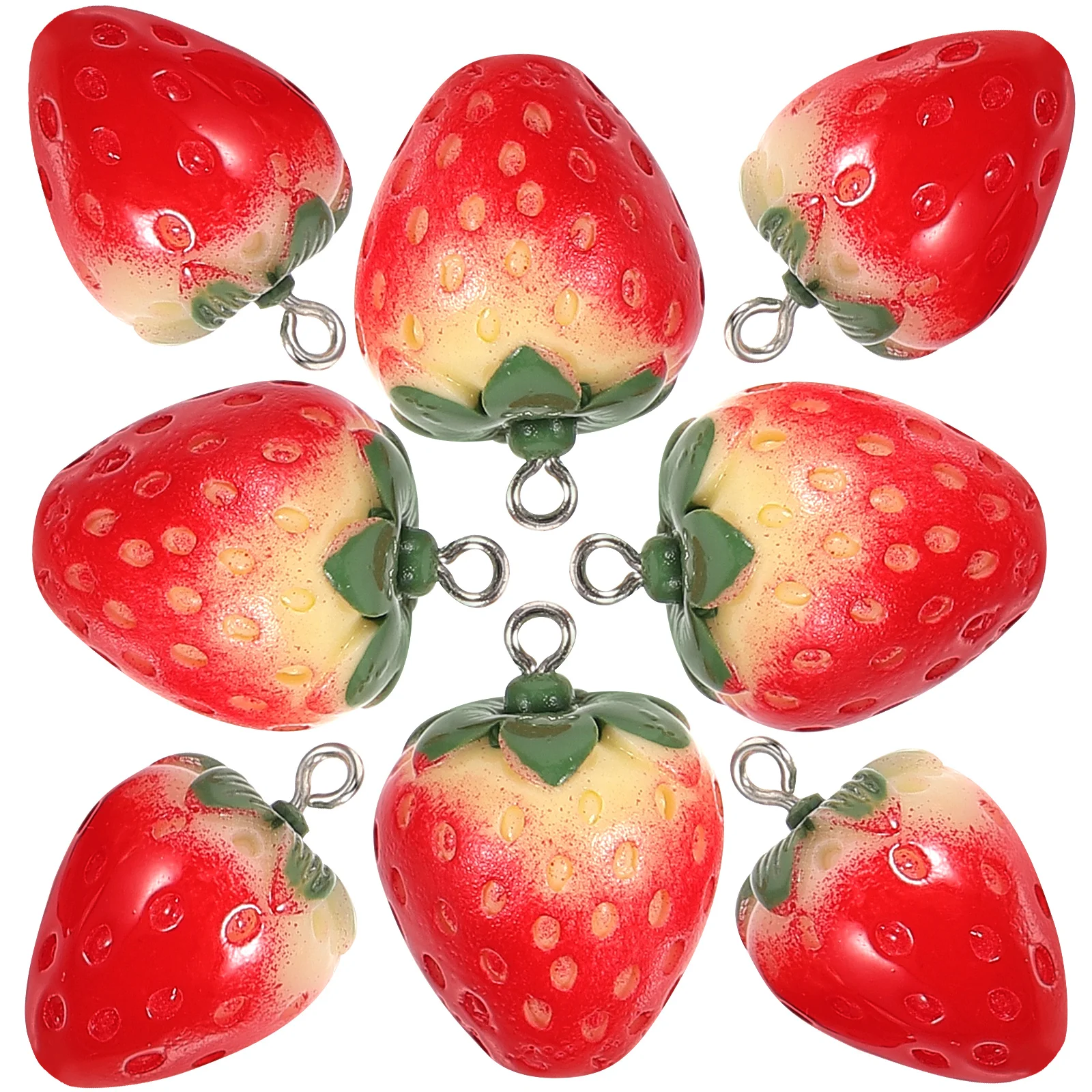 8 Pcs Resin Strawberry Accessories 4 Large 4 Small Jewelry Charms for Necklace Earrings Bracelet Bag naments Craft Projects