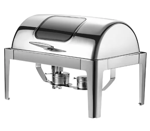 Supply luxury food warmer round hydraulic hot pot hinge golden hot pot buffet