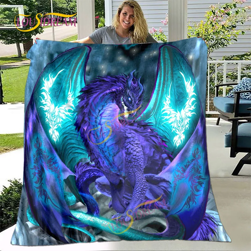 Animal Dragon Flannel Fleece Art Blanket Super Soft Warm Comfort Bed Blanket Plush Four Seasons Lightweight Sofa Blanket