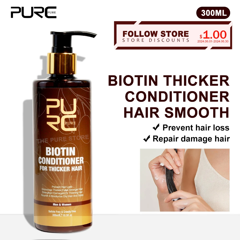 PURC 300ML Biotin Hair Conditioner Argan Oil Smoothing Frizz Dry Repair Split Ends Shiny Mask Hair Care Products for All Hair