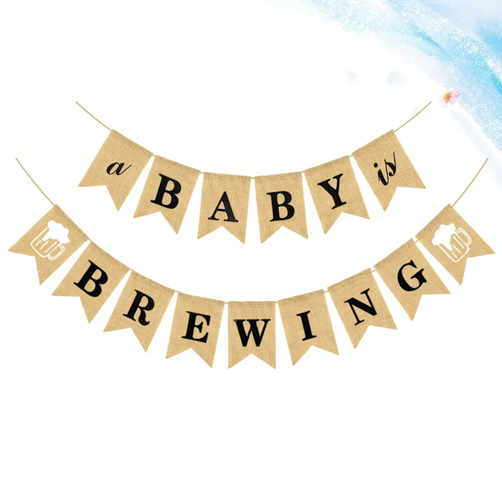 

Baby Birthday Bunting Linen Banner Swallowtail Party Flag Decoration Reusable Festive Atmosphere Premium Material