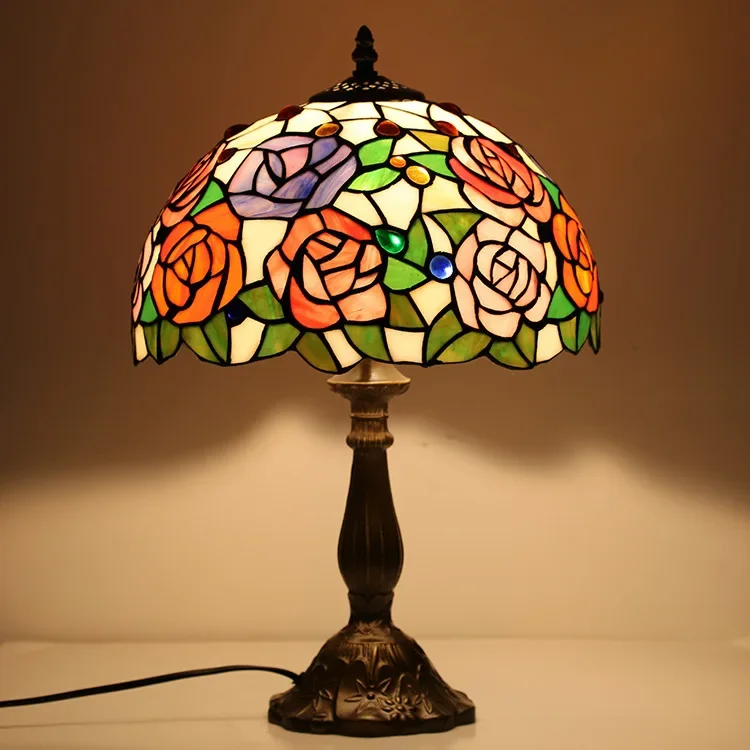 12 Inch 30cm Retro Manual Stained Glass Lampshade Tiffany Table Lamp