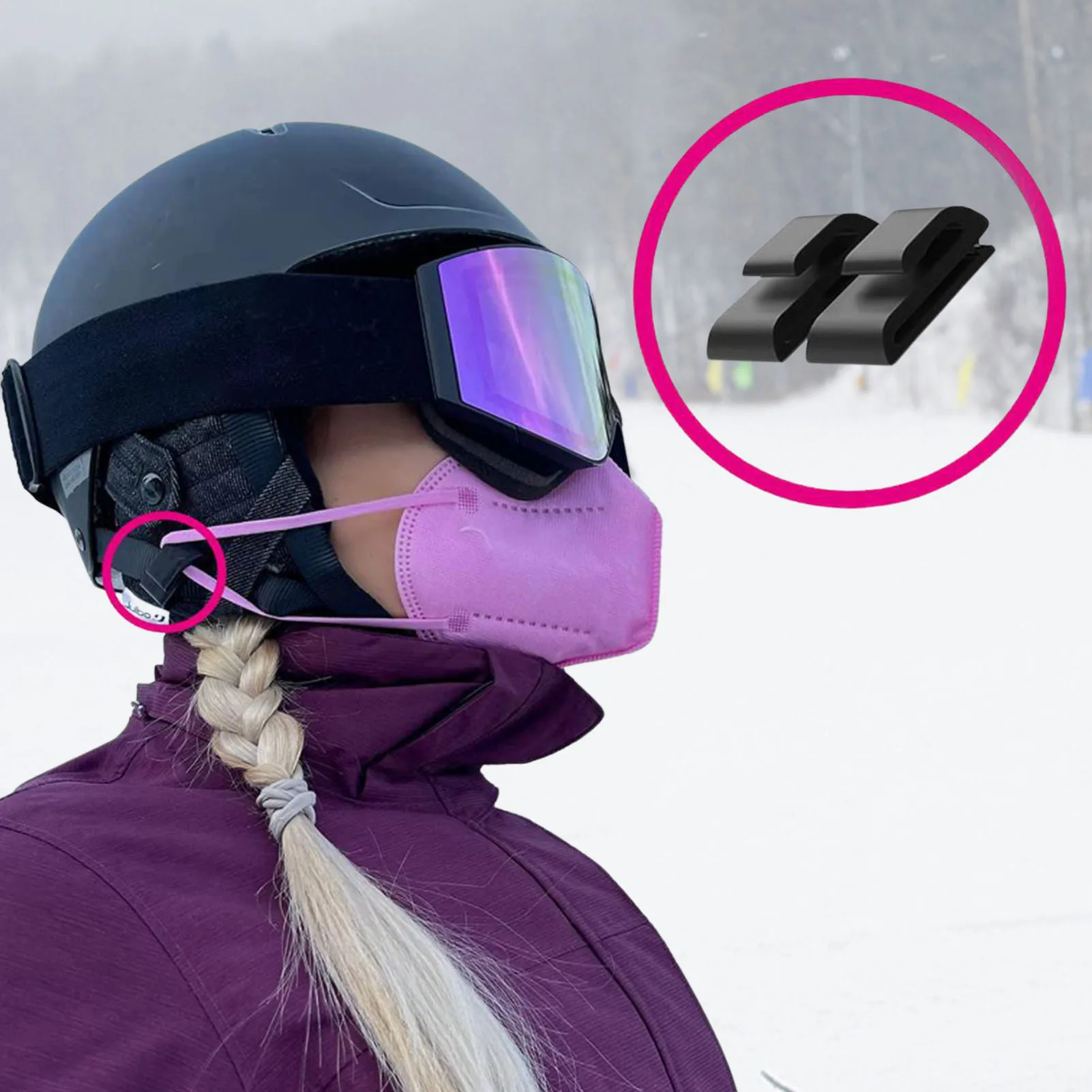 1 par titular máscara capacete de esqui titular clipe de plástico multi uso para snowboard ao ar livre capacete de esqui máscara clipe fácil de