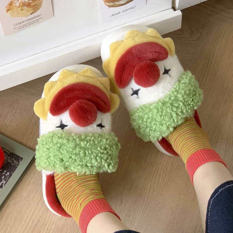 Cartoon cotton slippers new funny ugly cute indoor home can be worn outside cute cotton mop soft sole cotton slippers