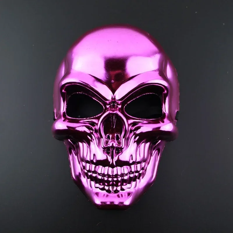 

New Silvery Skull Mask Halloween Skull Head Cosplay Mask Anti-terrorism Skeleton Mask Masquerade Horror Gold Ghost Masque