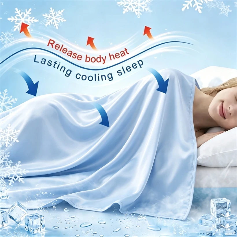 Thin Cooling Throw Blanket Single Layer Cold Effect Summer Blanket Lightweight Skin Friendly Blanket for Hot Sleeper Solid Color