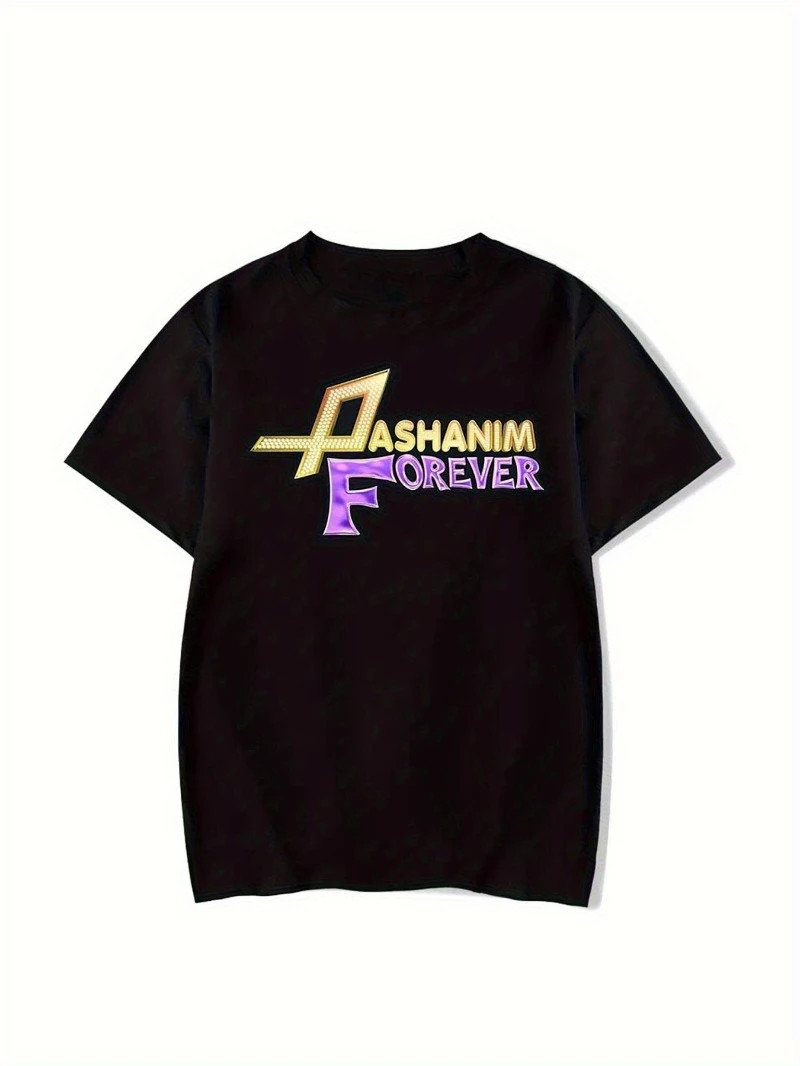 Pashanim Timeless T-Shirt - Retro 90s Style - Black Nostalgic Harajuku Streetwear T-Shirt  Summer Pure Cotton Loose Streetwear
