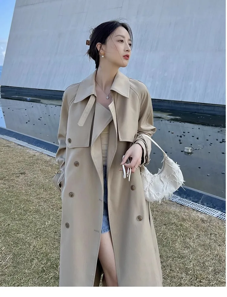 

Women's Clothing Fashion Loose mid-length windbreaker coat Autumn Winter New 0118