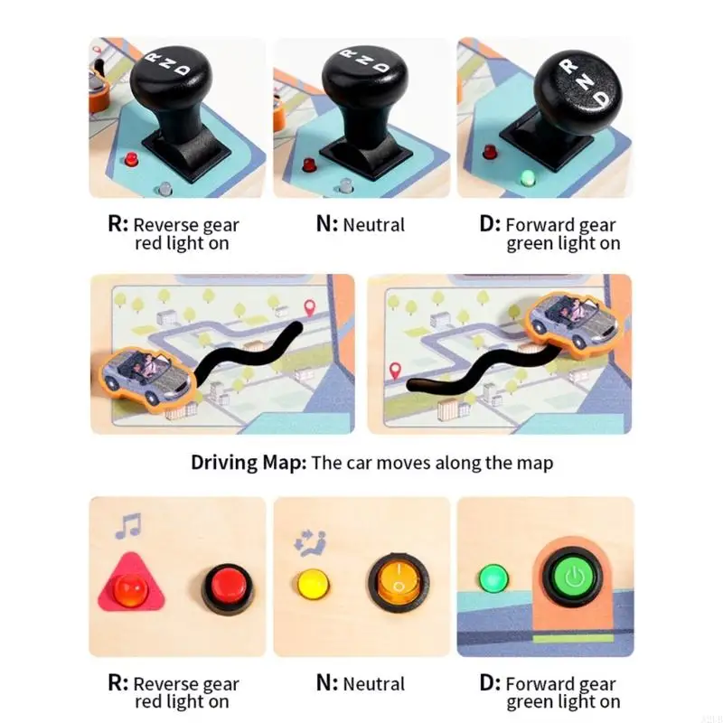 Vô Lăng Giáo Dục Bằng Gỗ Bận Rộn Bảng Đồ Chơi Có Đèn LED Cho Trẻ Phát Triển Học Tập Và Hoạt Động Chơi Giác Quan A2UB