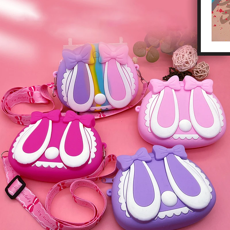 

Silicone Purse Cute Cartoon Bow Cute Rabbit Ears Crossbody Bag Fashion Storage Bag