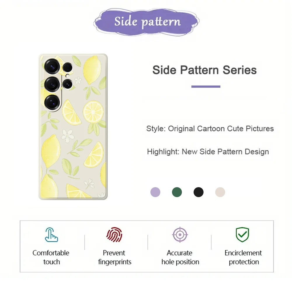 상큼한 레몬 패턴 삼성 갤럭시 S25 S24 S23 S22 S21 S20 울트라 플러스 S23 FE S21FE S20FE S10 플러스 실리콘 케이스