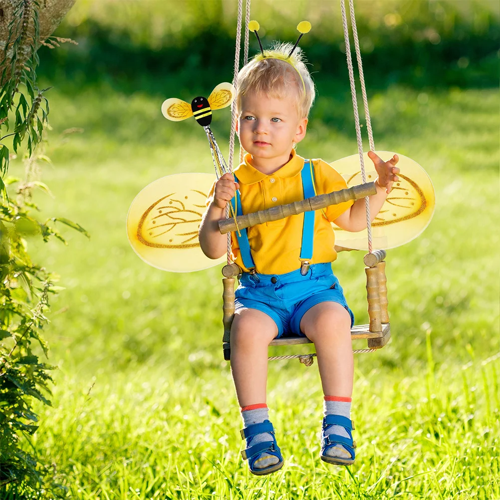 Ensemble d'accessoires de Costume d'abeille pour enfants, 2 ensembles, ailes en plastique légères, bandeau, Cape, vêtements de spectacle, fournitures de fête, décor, cadeau de noël