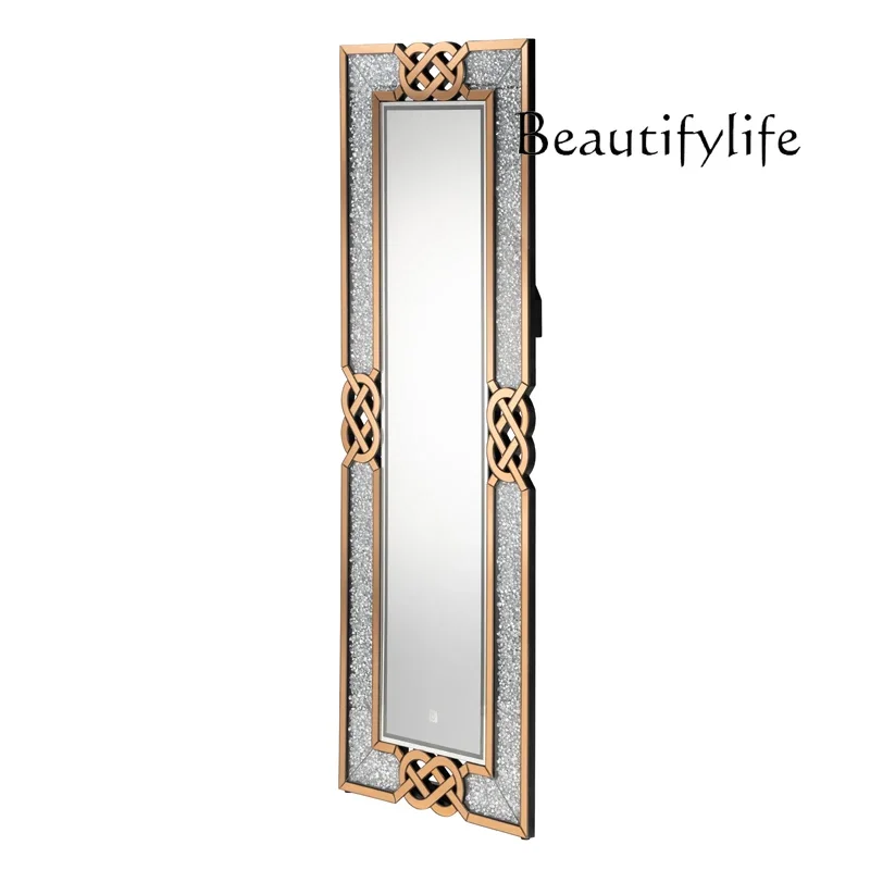 French light luxury floor-to-ceiling full-length mirror household porch wall-mounted rhinestone bedroom fitting mirror