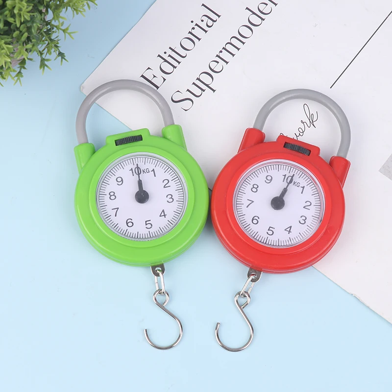 10kg Pocket Pointer Luggage Scale Spring Portable Suitcase Scale Handled Travel Bag Weighting Fish Hook Hanging Scale 2Colors