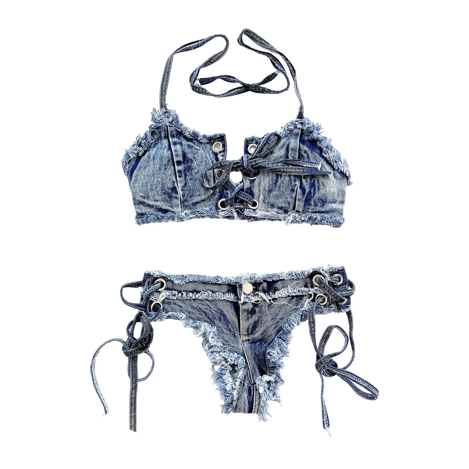 Mode Frauen Sexy Denim Bh Shorts Hot Dance Niedrige Taille Jeans Höschen Dame Briefs Nachtclub Kleidung Mädchen Sommer Strand Bikini