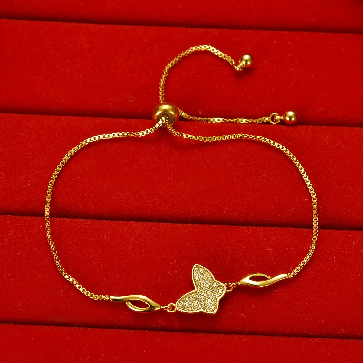 

AU999 Gold Bracelet Womens 24K Pure Gold Butterfly Diamond Wrist Chain Simple Fashion Girls Girlfriend Bracelet