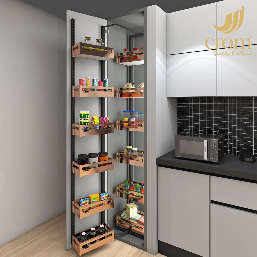 Pantry Pullout 6 Layer Stainless Steel PVD Rosegold Finish