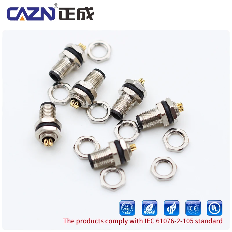 Factory Direct IP67 Waterproof CAZN M5 Connector Male Female 3 4 Pin Front Back Mount PCB Socket with High Quality