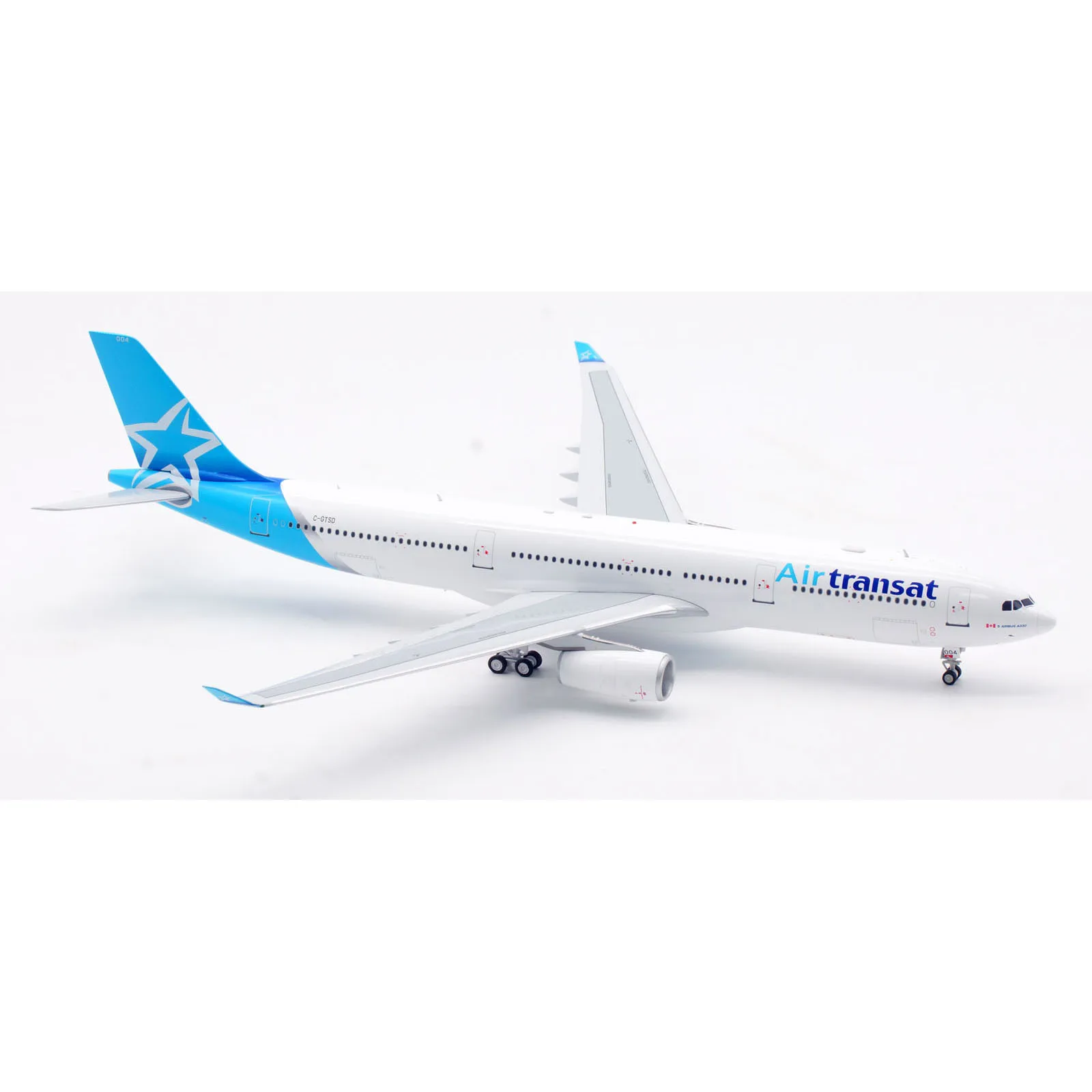 If333ts0124 liga avião colecionável presente inflatight 1:200 air transat airbus A330-300 diecast aeronave jet modelo C-GTSD com suporte