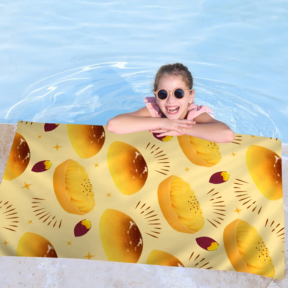 Cartoon Bread Microfiber Beach Towel Absorbent Quick Dry Soft Yoga Swimming Resort Mountain Climbing Towel